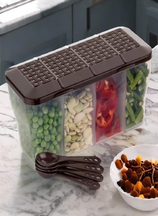 FINWARE (4 SECTION BROWN 1-pcs) Home & Kitchen Airtight Plastic Food Storage Organiser Fridge Box Freezer Containers For Vegetable, Grocery, Spice, Snacks, Salt, fruits &Dryfruits Multipurpose Storage Box - Image 2